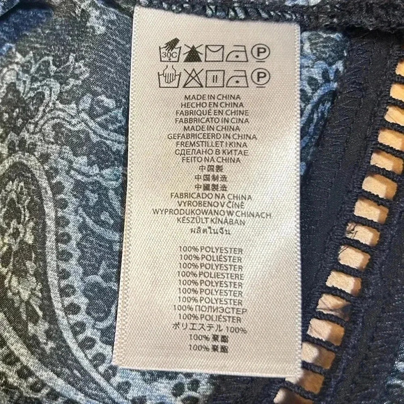 Michael Kors Navy Blue Paisley Print Blouse - Picture 5 of 11